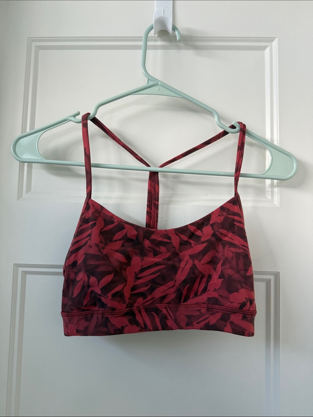 lululemon athletica Red Leaf-Print Strappy Sports Bra